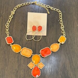 Nordstrom Gold and Red-Orange Necklace Set